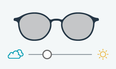 Glasses with self-tinting lenses